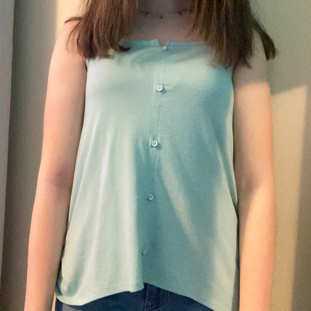 Girls Mint button front high low tank